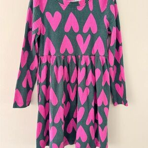Hanna Andersson Gray Dress with Hot Pink Heart Print
